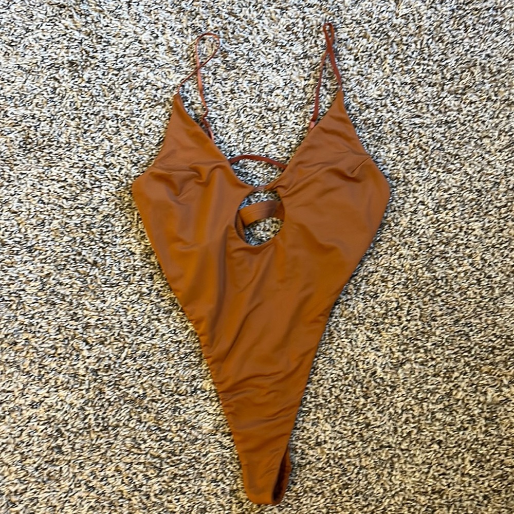 UO Out From Under orange/rust strappy bodysuit size: S
